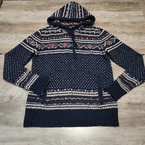 American Eagle Men’s Hooded Sweater Geometric Blue Red Small